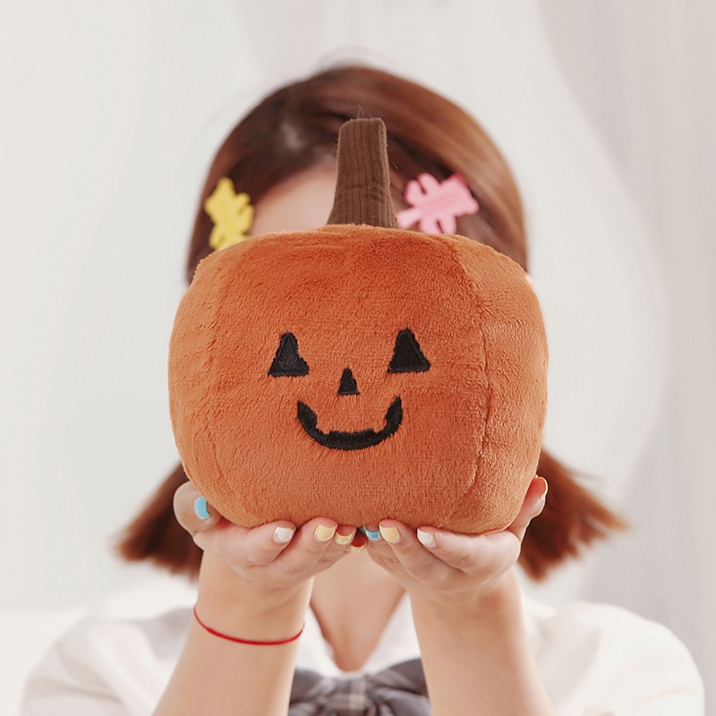 Hochwertige orangefarbene Halloween-Kürbis-Plüschpuppe, süßes Kürbis-Plüschkissen, Urlaubsdekoration, für Jungen und Mädchen