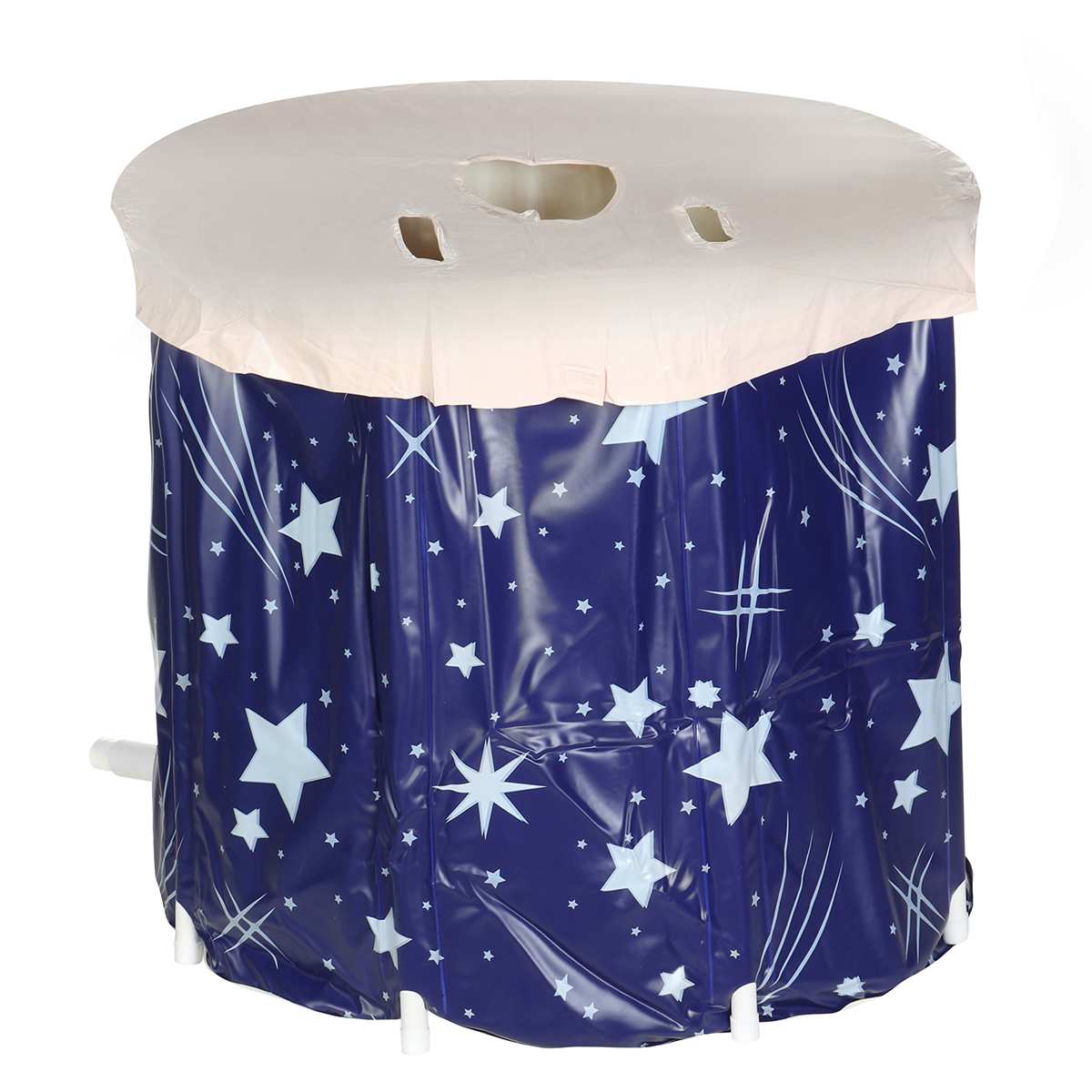 120-150l banheira dobrável casa portátil engrossado adulto inflável banheira de banho casa único spa massagem piscina balde de banho plástico: Azul