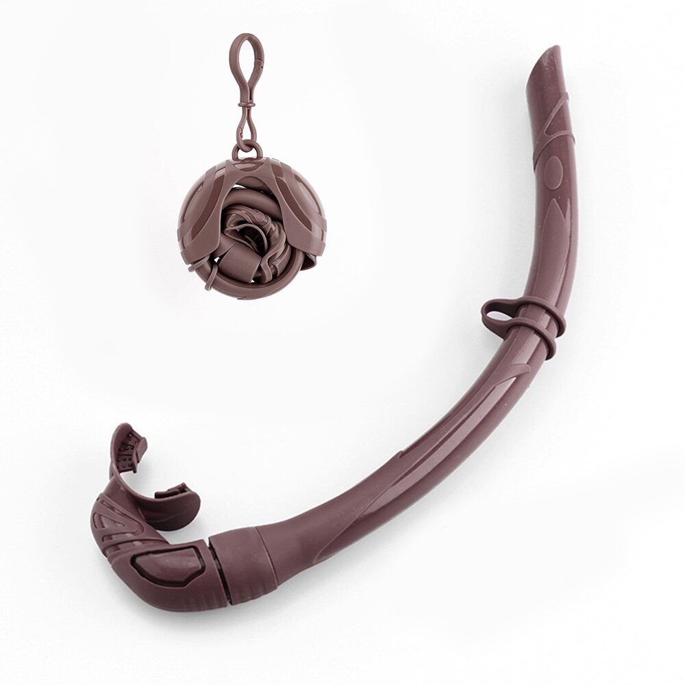 Tuba pliable en Silicone pour hommes et femmes, avec étui de rangement Compact, Tube de respiration humide pour la plongée en apnée: Coffee