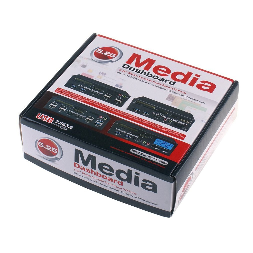 5.25\" Pc Front Panel Dashboard Media Usb 3.0 Hub Audio Esata Sata Card Reader Desktop Optical Drive Multifunctional Panel 525E