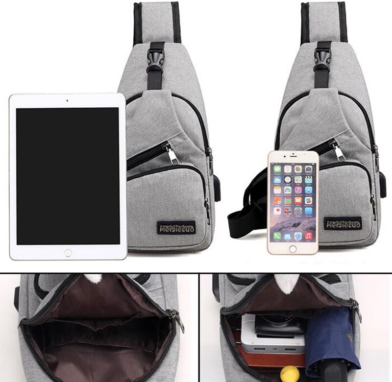Männlichen Schulter Taschen USB Ladung Umhängetaschen Männer Anti Diebstahl Brust Tasche Schule Sommer Kurze Reise Boten Tasche