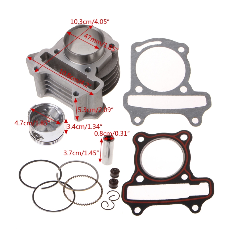 47mm grande furo cilindro pistão kit anéis para scooter ciclomotor gy6 50 60 80 139qmb moto peças de motor