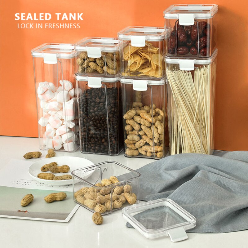 460/700 Small Food Containers Transparent Sealed Storage Box Kitchen Storage Nut Snack Storage Tank Airtight Pantry Organizer