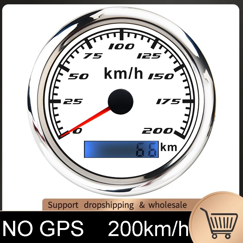 Boot Snelheidsmeter Gauge 30 Km/h 60 Km/h 120 Km/h 200 Km/h Kilometerteller Gauge Zonder Gps Antenne Met Rode Backlight: NO GPS 200kmh WS