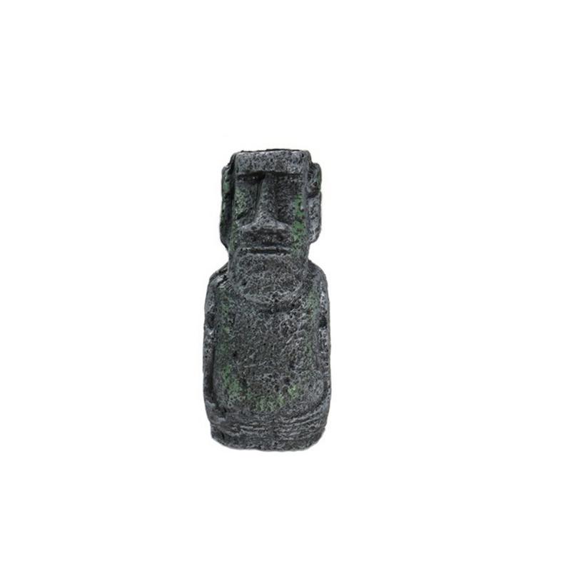 Aquarium Reptile Decoration Easter Island Stone Statue Resin Landscaping Crafts Antique Roman Portrait Fish Tank Decoration: S