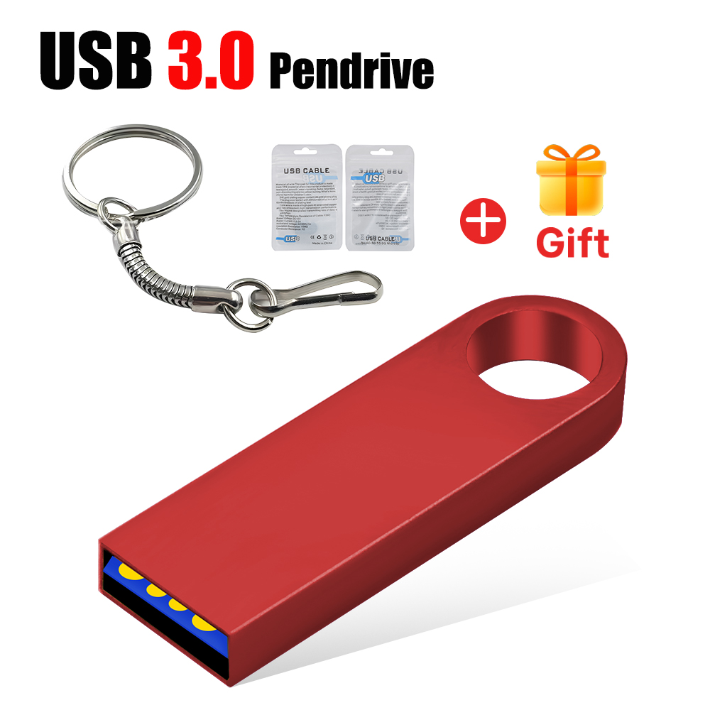 Metal USB 3.0 Flash Drive 128gb 16GB 8GB Flash Disk Pendrive 32gb 64gb USB Flash USB Disk Memory Stick U Disk Gif: Red / 128 GB