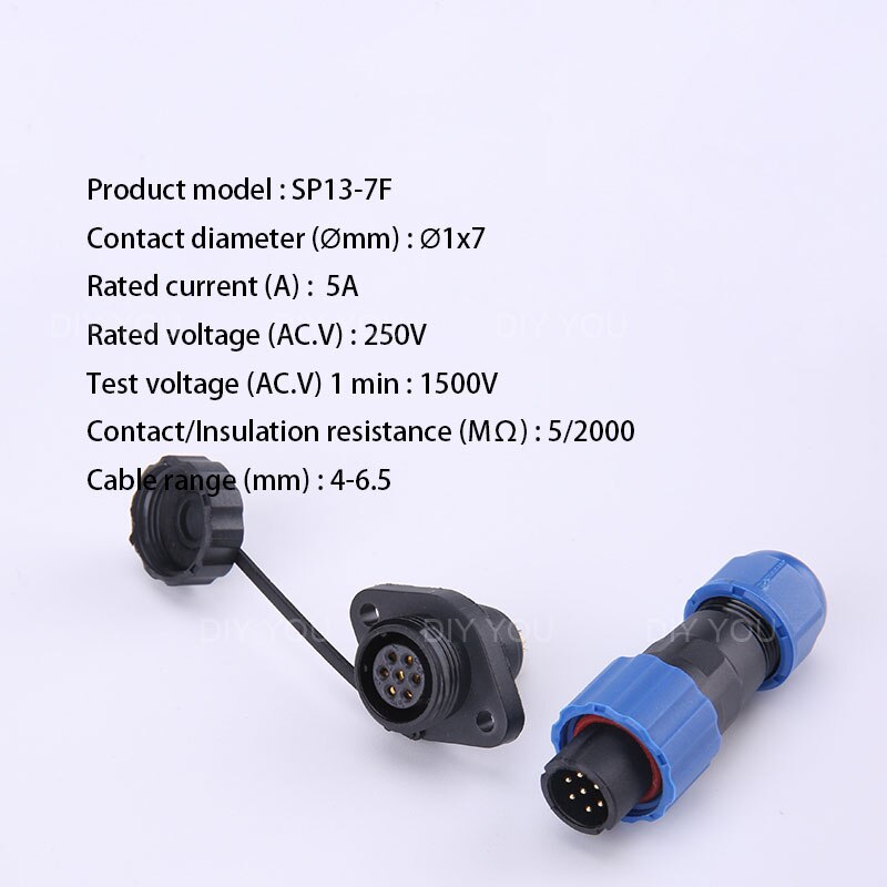 IP68 Aviation Plug SP13 1 2 3 4 5 6 7 Pin cable connectors Plug and socket Flange Type Waterproof connector DIY YOU: SP13-7F