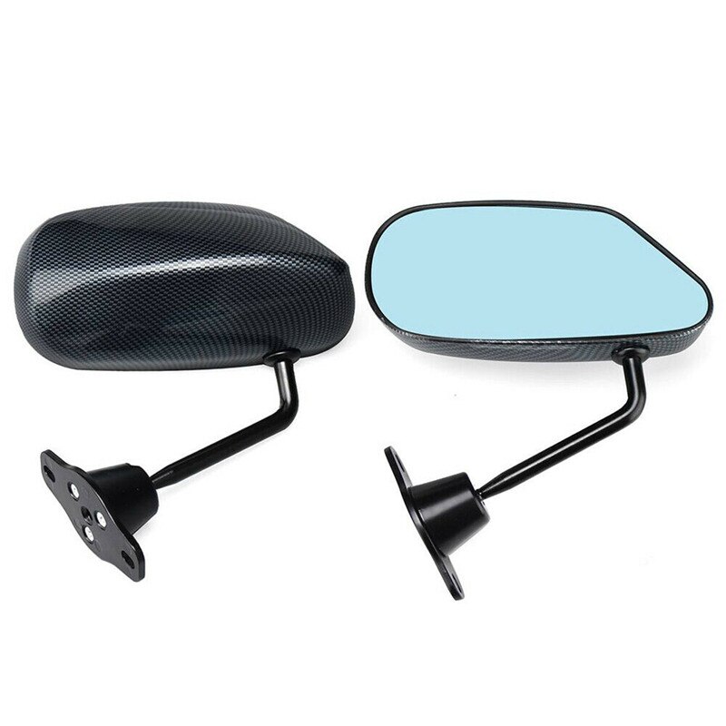 1 paar Universele Auto Carbon Fiber Autos Blauw Achteruitkijkspiegel F1 Carbon Look racing Zijspiegel Glas & Breed hoek Metalen Beugel