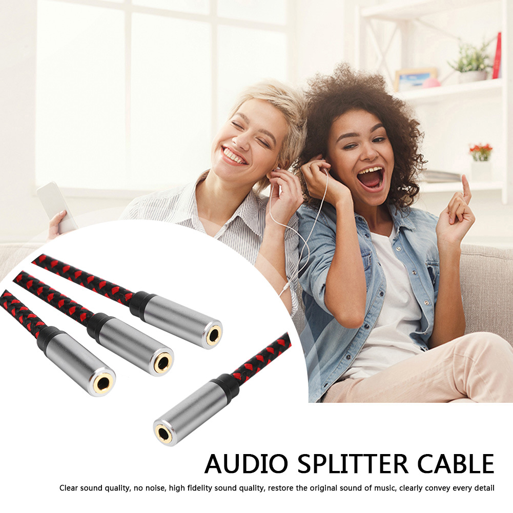 Cable divisor de auriculares 3,5mm 1/8 adaptador auxiliar de 3 vías conector para auriculares Cable de extensión de Audio estéreo Triple para PC teléfono altavoz MP3