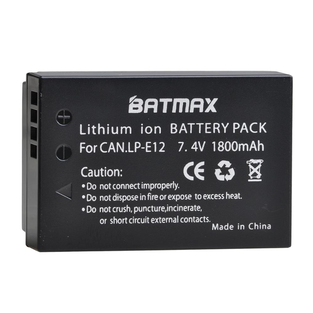 Batmax LP-E12 LPE12 Battery akku+LED Dual Charger with Type C Port &USB Cable for Canon EOS M50, EOS M100,100D Kiss X7 Rebel SL1: 1 battery