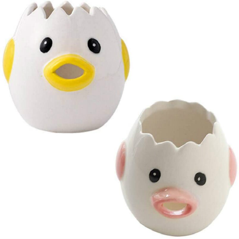 Separador de yema y clara de huevo de cerámica y pequeño pollo separador de huevos herramienta para cocina rosa amarillo