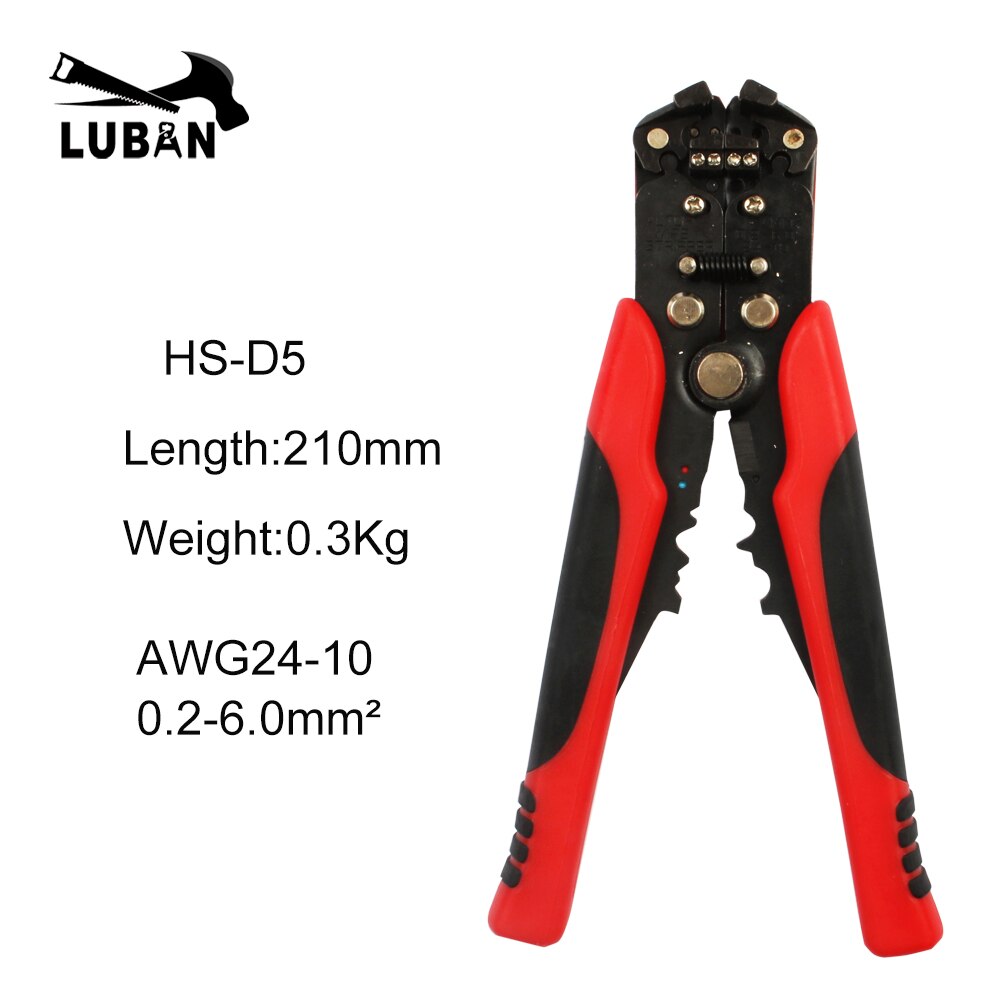 HS-D1 Cable Wire Stripper Cutter Crimper Automatic Multifunctional Terminal Crimping Stripping Plier Tools for connector: HS-D5 RED