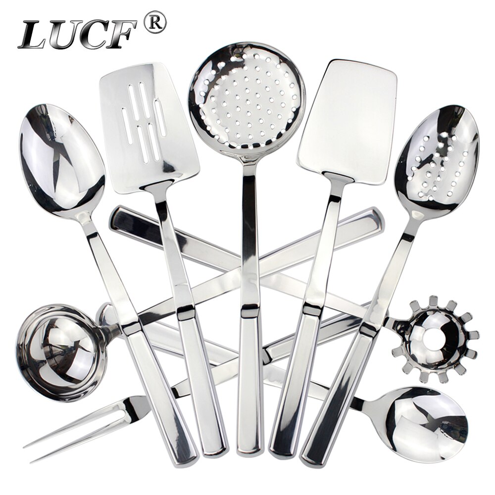 Ustensile de cuisine en acier inoxydable 18/8, poignée souple, poli miroir parfait, ustensile de cuisine, louche/spatule/écumoire