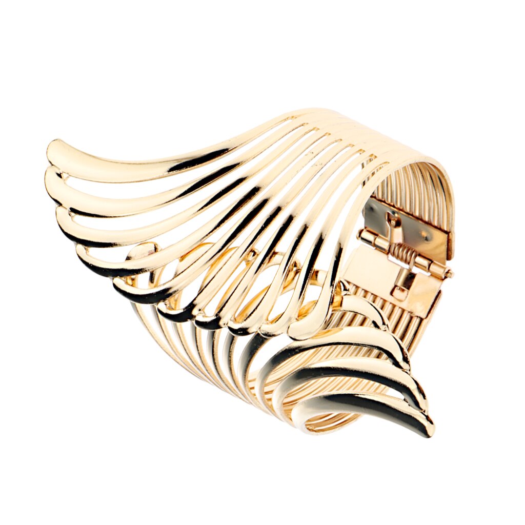 Vrouwen Gold Wing Hollow Punk Manchet Open Bangle Wide Charm Armband Sieraden