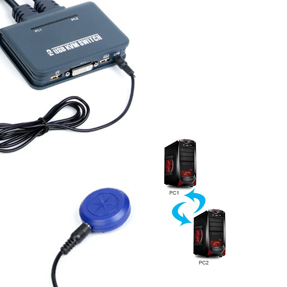 DVI KVM Switch Switcher box 2X1USB DVI KVM Switch cable with Built-in DVI&USB cable for PC laptpp Monitors