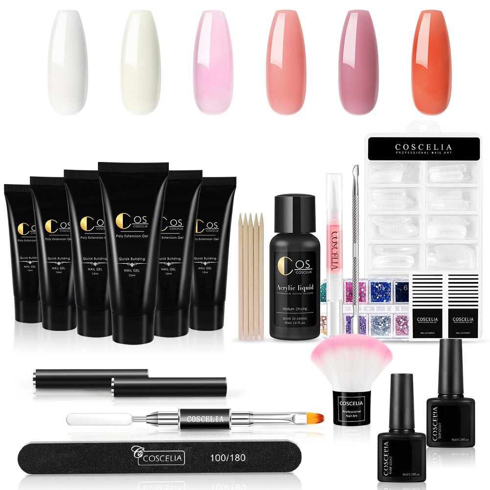 Manicure akryl poly negle gel kit sæt kunst dekorationer gel til forlængelse gel negle kit til negle: Sæt 02