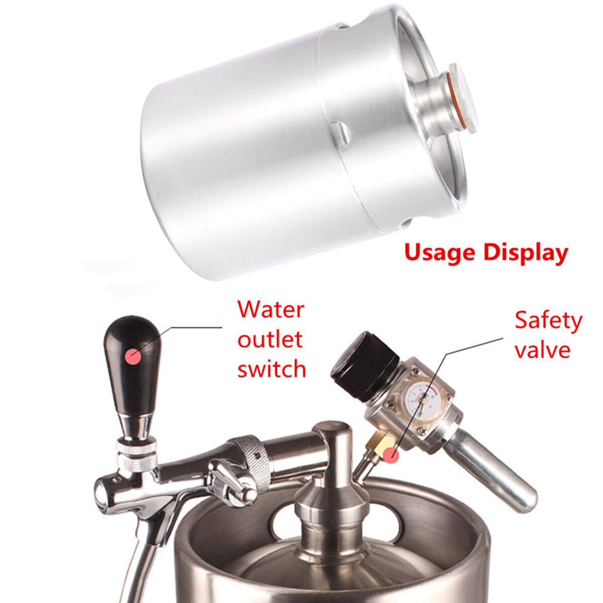 Mini barril de cerveza de acero inoxidable 2L 304, barril presurizado, botella de cerveza portátil duradera, herramienta para fabricar cerveza para Pub doméstico
