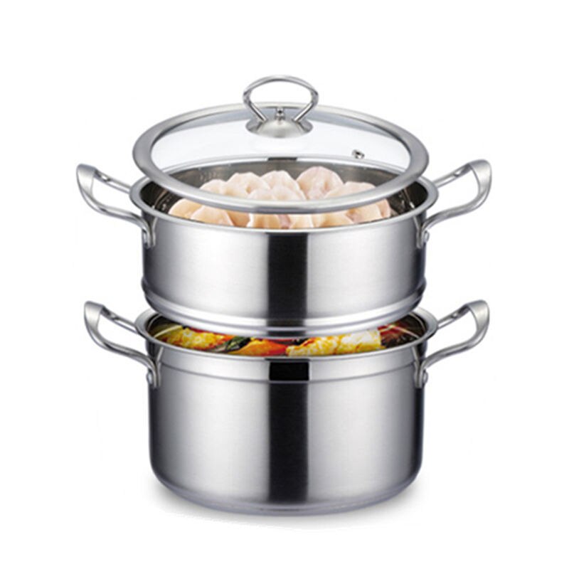 Small Steamer Stainless Steel Three-layer Thickening 3 Layer 2 More 1 Double-layer Steamer Household Gas Stove with Induction