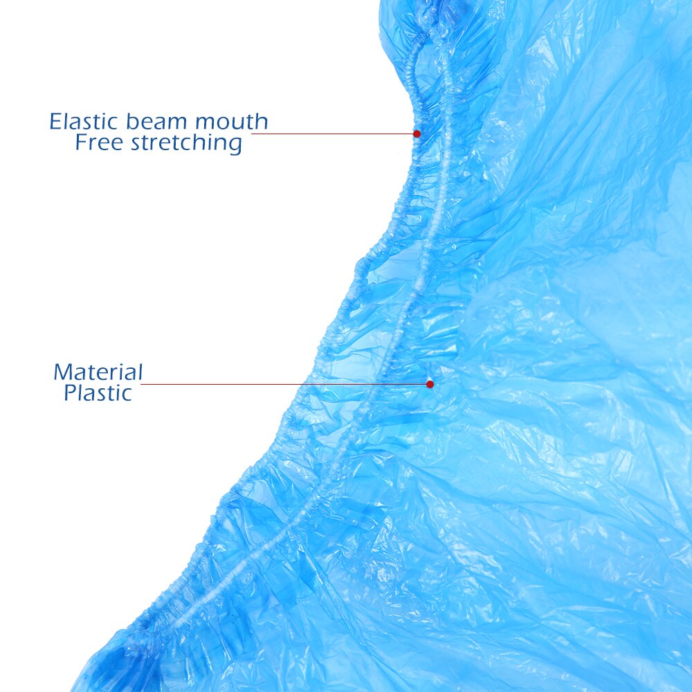 100Pcs Plastic Waterdicht Wegwerp Schoen Covers Overschoenen Regen Overschoenen Modder-Proof Cleaning Schoen Cover Blauw Overschoenen