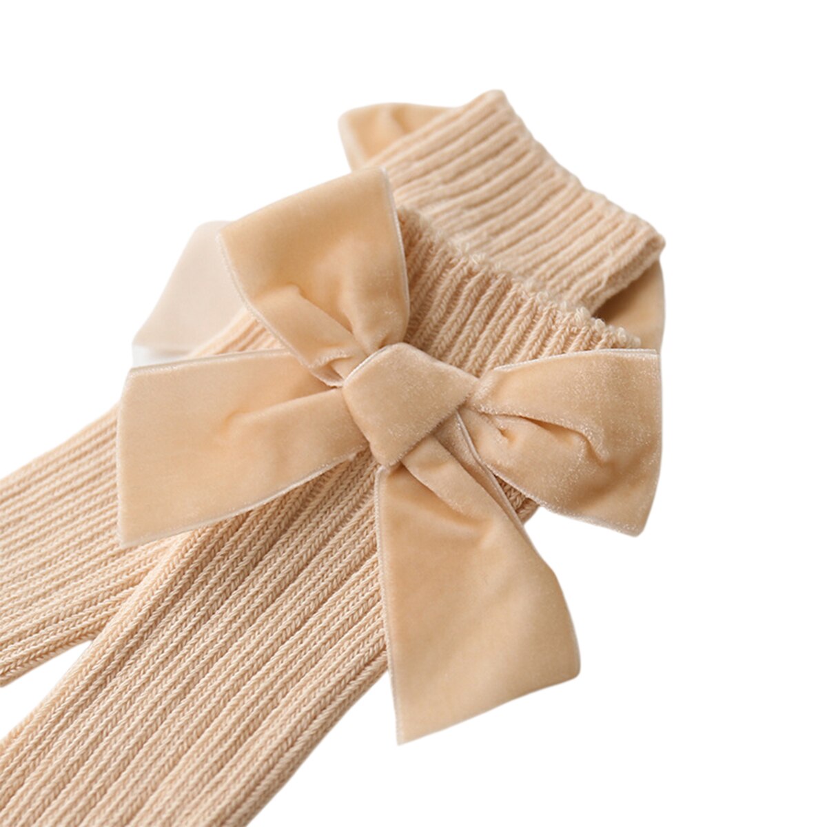 Baby Girl Knee High Socks Soft Cotton Autumn Winter Warm Rib Knitted Stockings Velvet Bow for Infants Toddlers Stocking 0-3Y