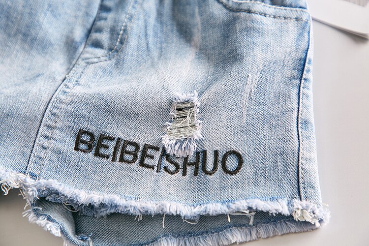 Meisjes Denim Shorts Zomer Koreaanse Zomer Kleding Baby Kinderen Gat Alle-Wedstrijd Broek Broek 1-12 Leeftijd Baby Kleding