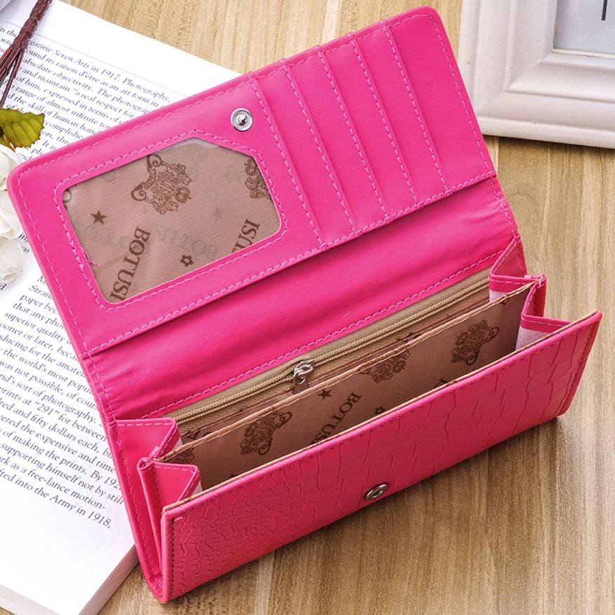 2018 nowych kobiet wzór z kamieniem monety kiesy długi portfel na karty posiadacze torebka Feminino Portmonee kobiety magnes Carteras