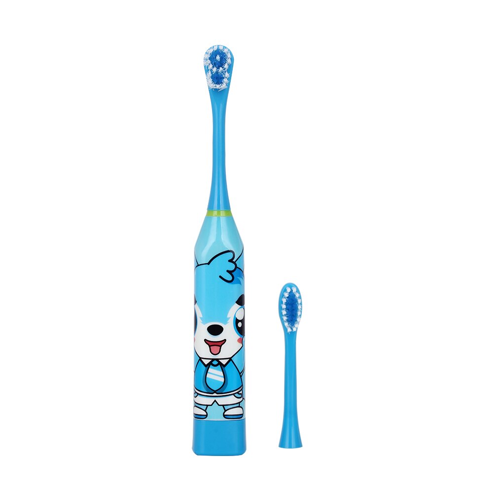Tegneserie mønster børn elektrisk tandbørste dobbeltsidet tandbørstehoveder elektrisk tænderbørste eller udskiftningsbørstehoveder børn: Blå