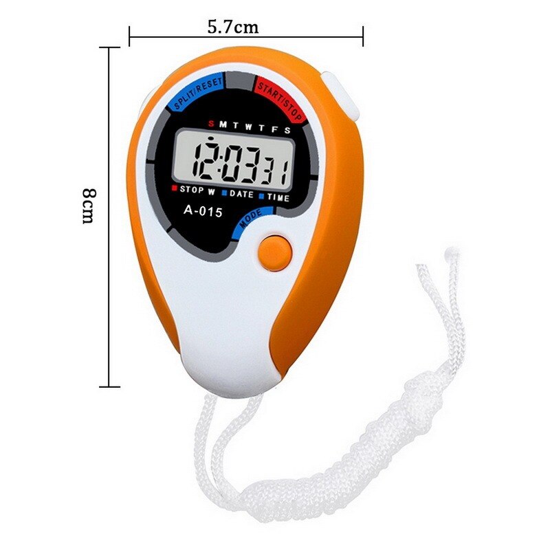 Stopwatches Multi-Function Waterproof Electronic Digital Chronograph Time Stopwatch Timer for Sports 1pc: white orange
