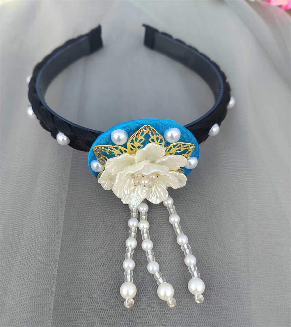 1pcs Korean Version Tassel Flower Hairband Traditional Classical Ethnic Style Headdress Hanbok Accessories Women Girl: Gold