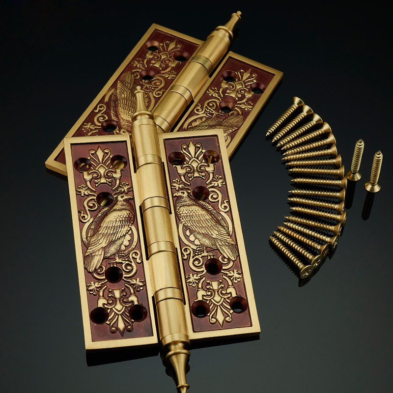 1pc 5Inch European Hinge Gate Door Room Door Copper Hinge Brass Hings Thick Retro Antique Cabinet Door Neoclassical