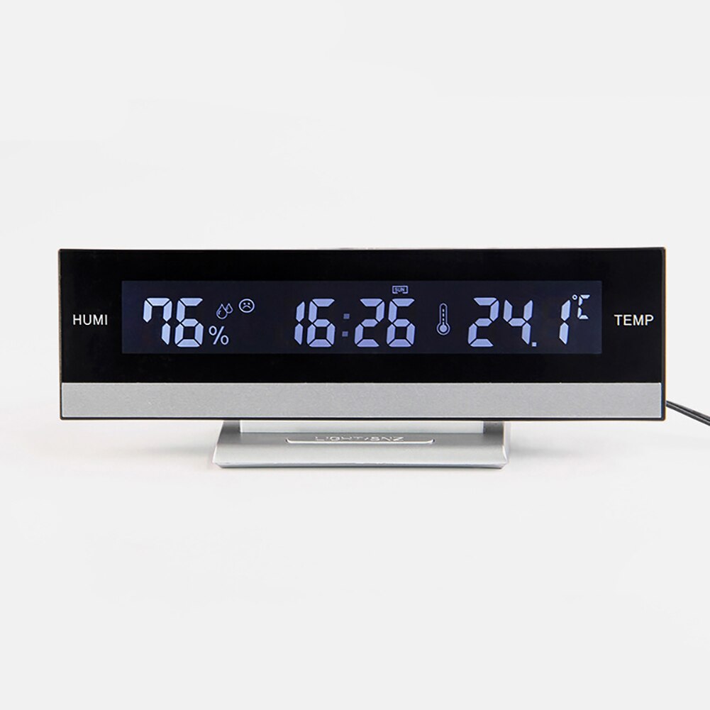 Alarm Clock Backlight LCD Display Battery Portable Home Room Multifunction Large Screen Electronic Desktop Temperature Humidity