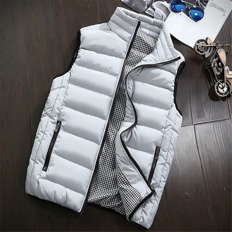 Vest Mannen Stijlvolle Lente Herfst Warm Mouwloze Jas Mannen Winter Vest mannen Vest Casual Jassen Heren Plus size 5XL: Grey / XL