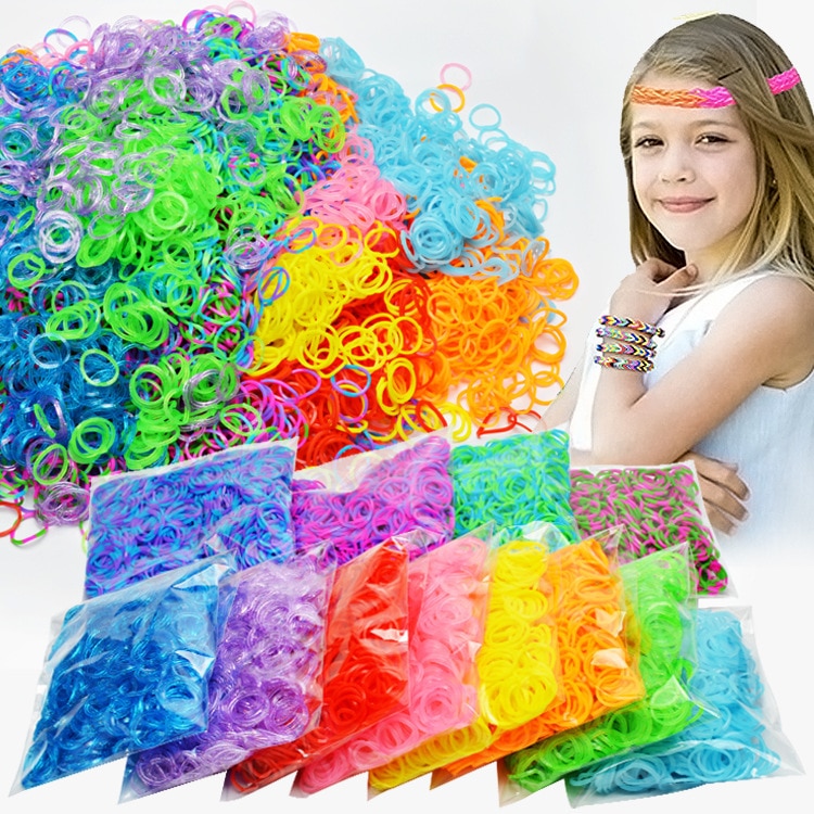 Retail Rianbow Diy Speelgoed Elastiekjes Armband Voor Kinderen Haar Rubber Loom Bands Refill Rubber Band Maken Geweven Armband Diy