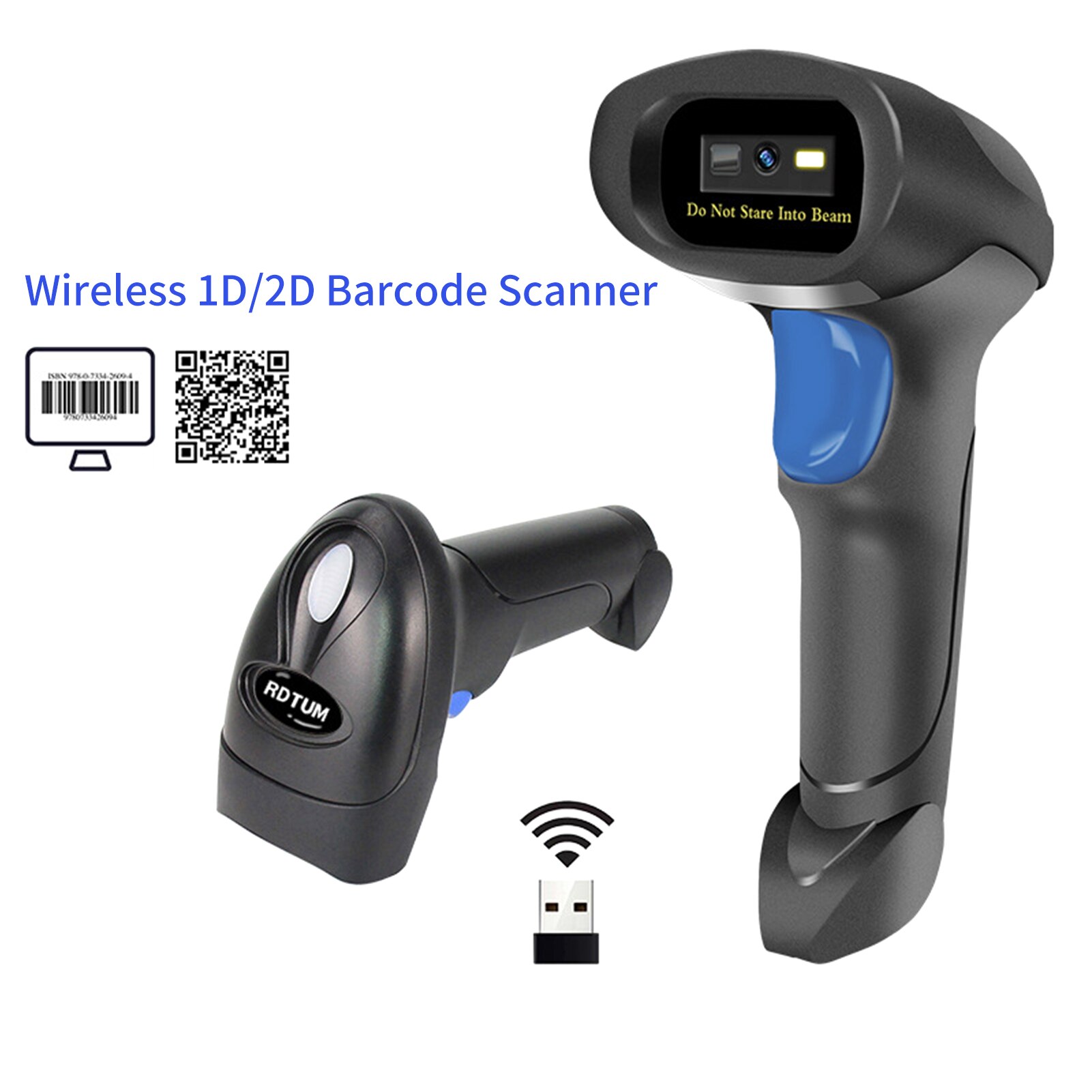 2.4G Wireless 1D 2D Barcode Scanner USB Wired BT Connect Bar Code Reader Handheld Scanner Manual Trigger Scanning for Warehouse: 1D-2D-2.4G Wireless