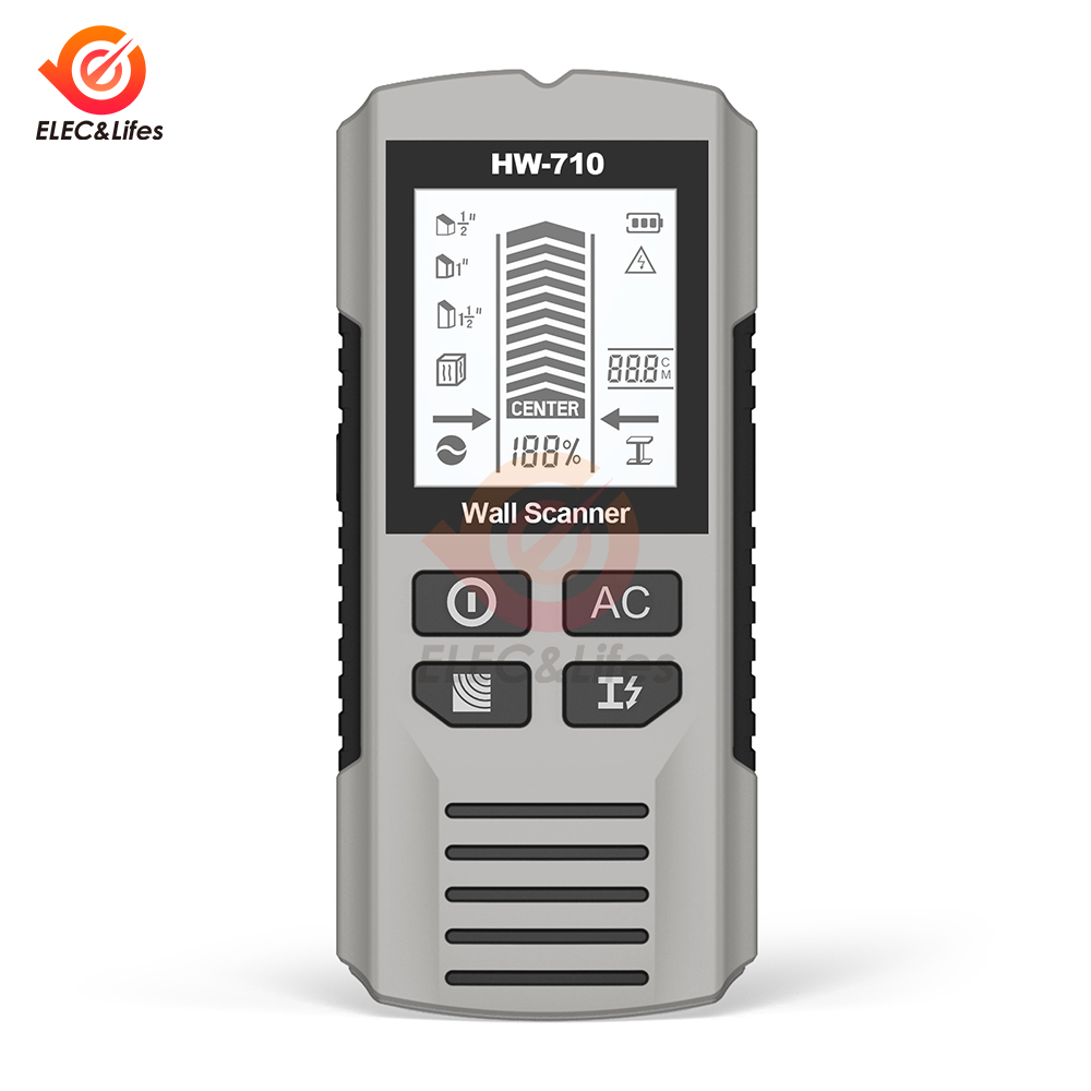 HW-710 Wall Stud Finder Sensor Wandscanner LCD Elektronische detector Edge Center Houtstroom Metaal AC Detectie van stroomdraden: Bruin