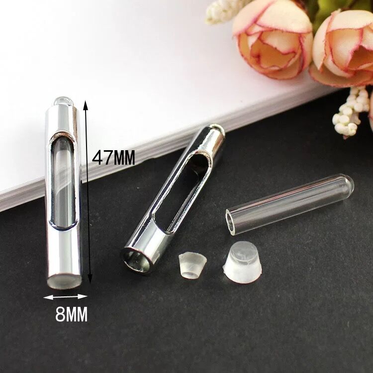 5 stücke Glas Fläschchen Anhänger Medaillon parfüm öl flasche Reize Kupfer Container wünschen Flasche Charme Name Auf Reis Kunst Schmuck: Nein9