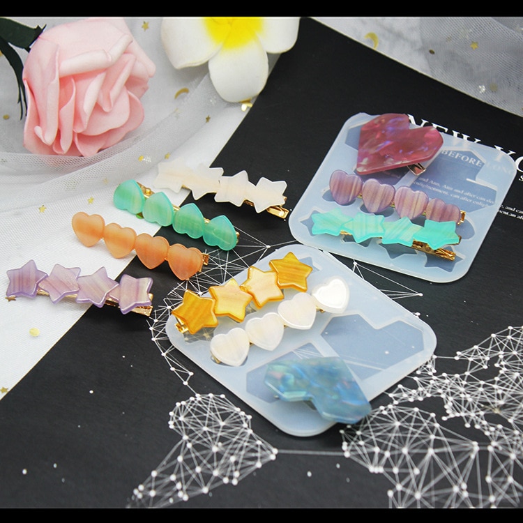 DIY Hairpin Resin Mold Handmade Personality Hairpin Crystal Epoxy Mold Girl Temperament Hairpin Geometric Silicone Mold For Resi