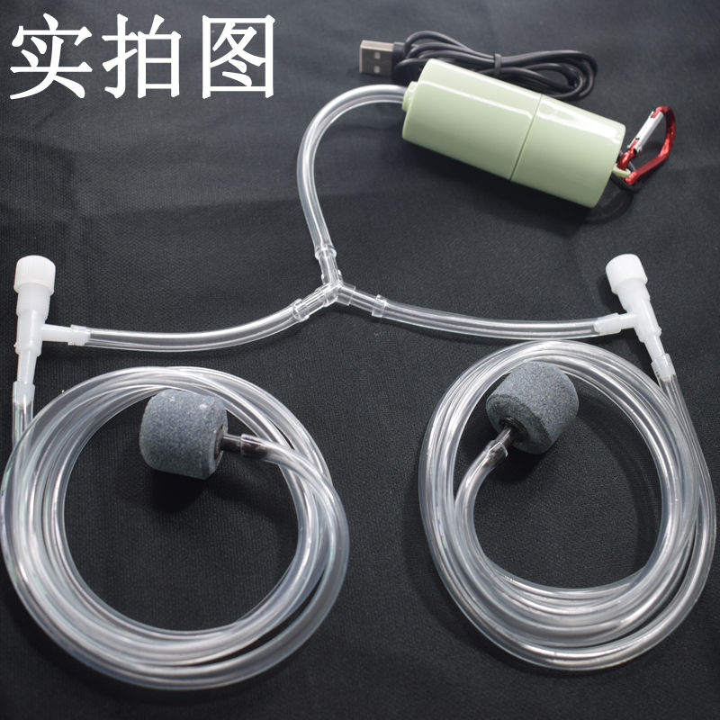 Convenient USB Oxygen Pump Fishkeeping Compressor for Aquarium 12v Water Pump Aquarium Fish Bubbles for Aquarium Accessories: Double tube green / small fish tank