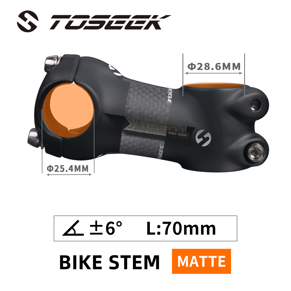 Attacco manubrio in alluminio al carbonio con attacco manubrio in alluminio diametro 25.4mm lunghezza 50mm 60mm 70mm 80mm per parti di bici per bambini MTB strada: opaco-Angle 7-70mm