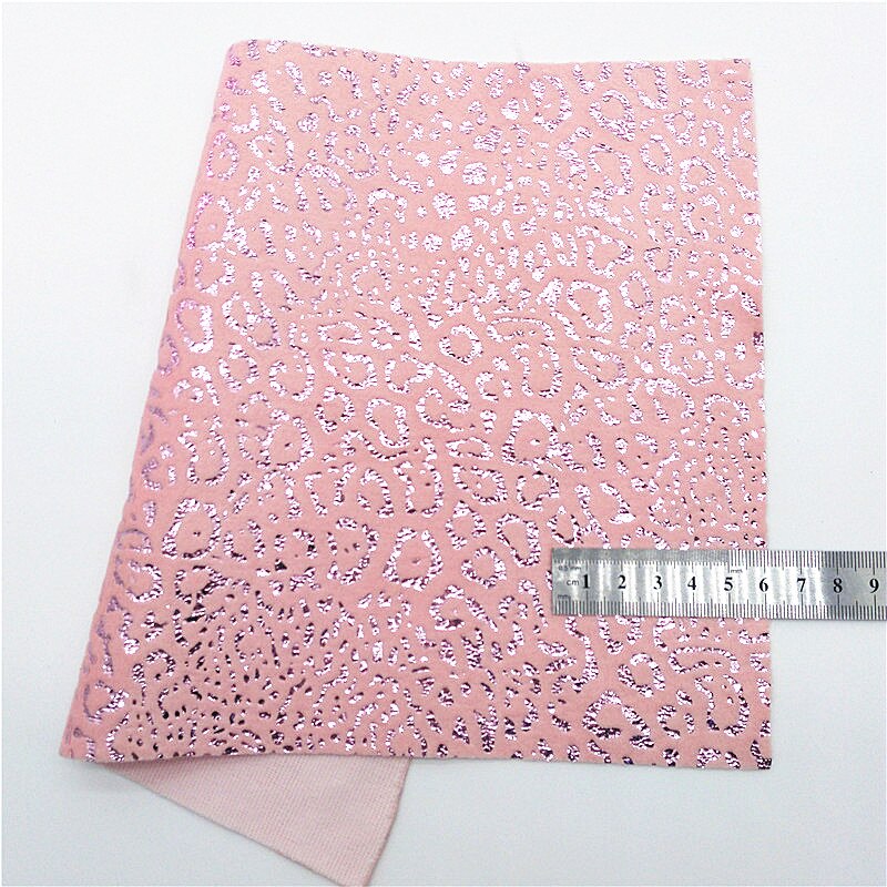 Pink Chunky Glitter Leather Leopard Velvet Fabric Pink Mirror Patent Synthetic Leather Vinyl Fabric For Bows DIY 21x29CM Q737