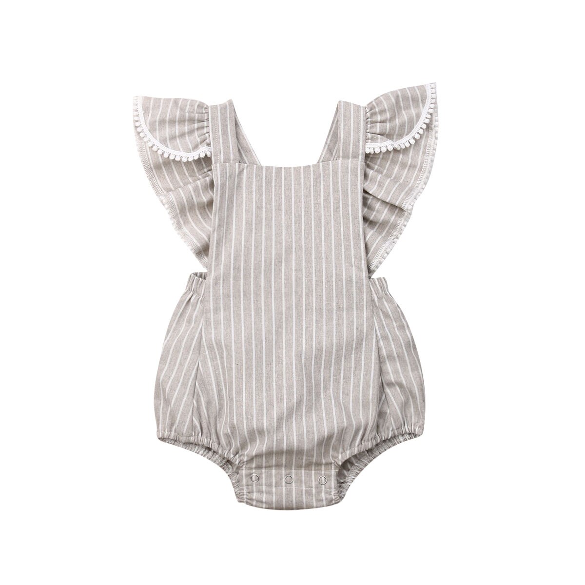 Combinaison sans manches à rayures pour -né | Vêtements d'été mignons pour bébé garçon fille, vêtements d'été: Light Yellow / 24M