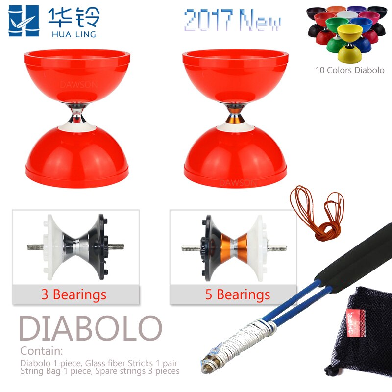 3 Bearings or 5 Bearings Diabolo Glass Fiber Sticks Set Packing Grade Chinese Kong Zhu Magic Toy Body Building