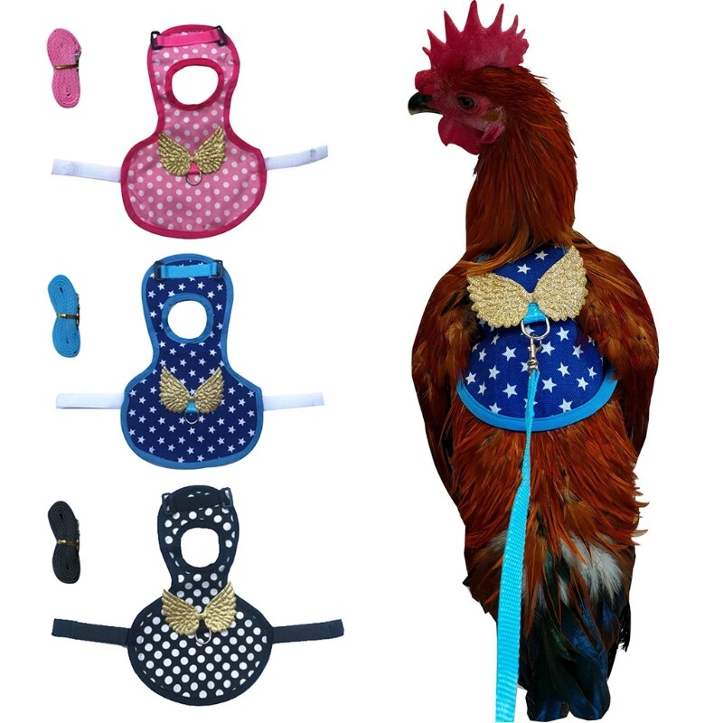 Arnés de pollo con correa, ajustable, para gallina, pato, ganso, transpirable, cómodo, encantador, 2 tamaños