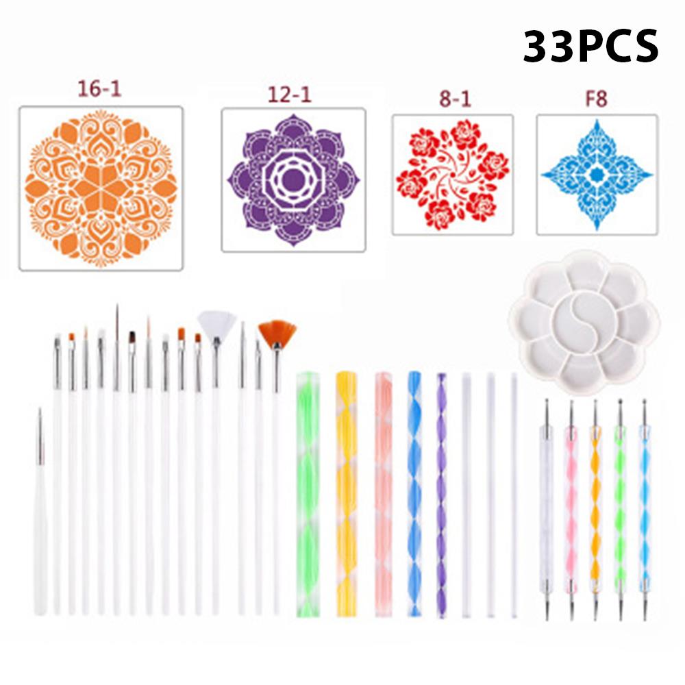 36 st mandala prickverktyg set måla stenar keramik embossing dot kit diy handarbete nagelkonst hantverk ritpennor keramik verktyg: 33 st