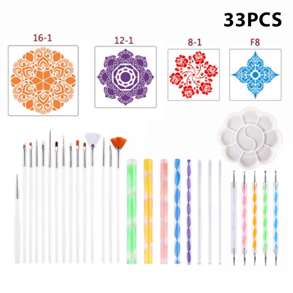 Ensemble d&#39;outils de pointillage Mandala, 36 pièces, peinture, roches, poterie, gaufrage, Kit de bricolage, travail manuel, Nail Art, stylos de dessin, outil de poterie: 33 pcs