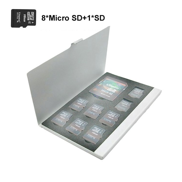 Aluminium Memory Card Case Draagbare card box houders voor microsd-kaart SD-KAART