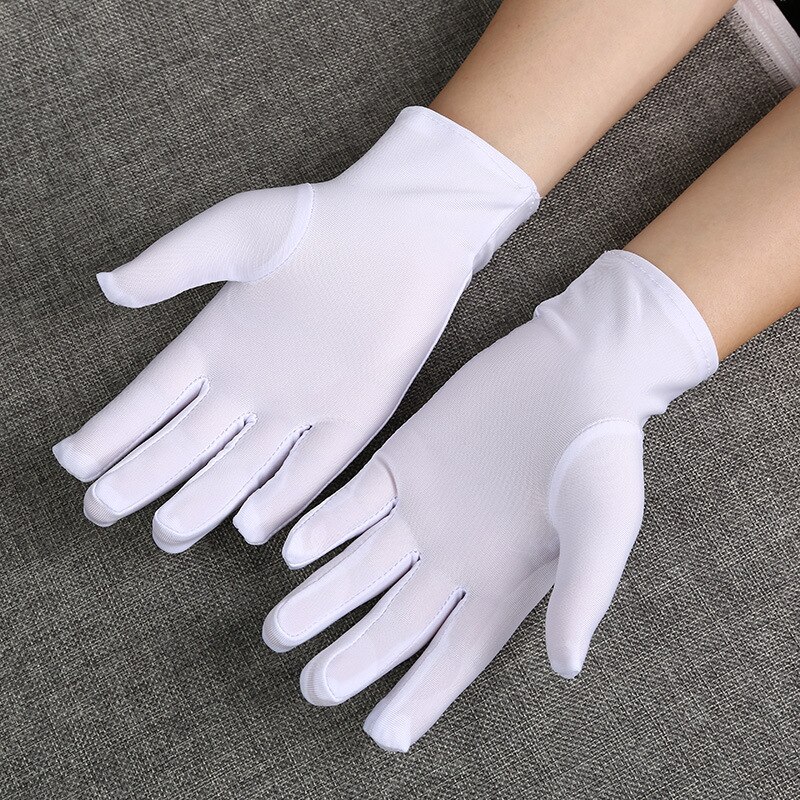 1 par solbeskyttelseshandsker forår sommer kvinder sort hvid etikette stretch tynd handske tæt kørehandsker smykker handske
