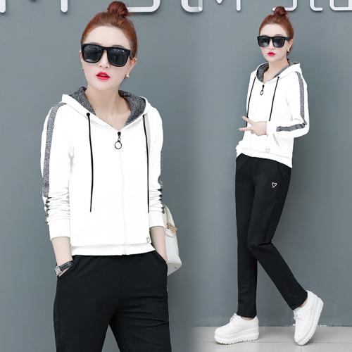 Casual Tracksuits Women Set Sportswear Clothing Women Set Loose Ensemble Femme 2 Piece Sets Womens Outfits: White / XL