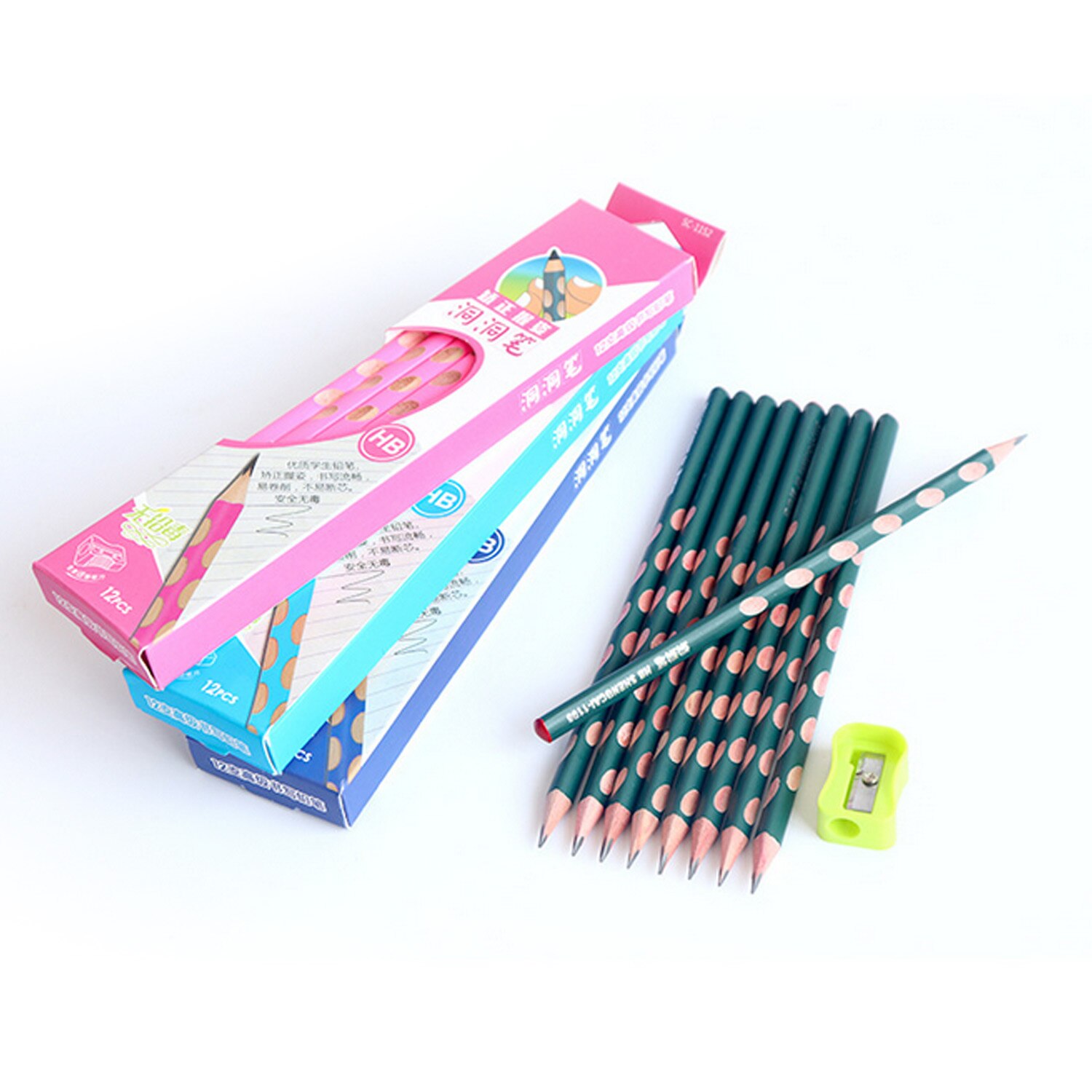 12 Pcs Hb Potlood Kit Kids Studenten Grip Houding Correctie Driehoek Houten Potloden Voor Tekening Art Schetsen Schrijven