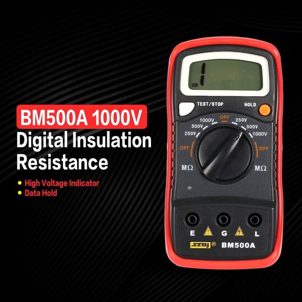 Bm500a digital megger 1000v auto rækkevidde isolationsmodstand ohm meter tester megohmmeter multimeter voltmeter led indikation